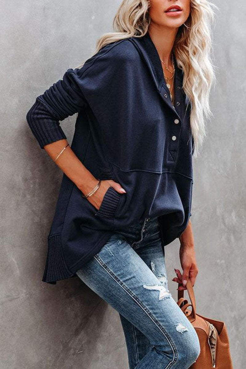 Imelda | Women's Hooded Long Sleeve Oversized Hoodie - Gray