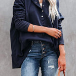 Imelda | Women's Hooded Long Sleeve Oversized Hoodie - Marine