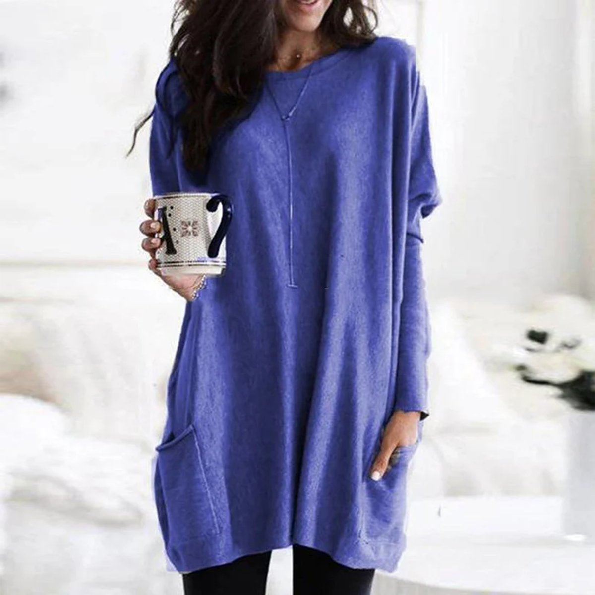 Daphne | Women's Long Sleeve Oversized Jumper - Blue