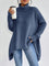 Elena | Women's Oversized Longline Ribbed Turtleneck Jumper - Ocean Blue