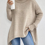Elena | Women's Oversized Longline Ribbed Turtleneck Jumper