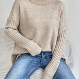 Elena | Women's Oversized Longline Ribbed Turtleneck Jumper