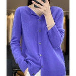 Elisa | Women's Oversized Wool Blend V Neck Cardigan - Lilac