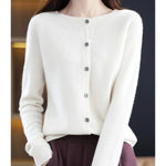 Elisa | Women's Oversized Wool Blend V Neck Cardigan - White