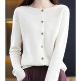 Elisa | Women's Oversized Wool Blend V Neck Cardigan - White