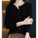 Elisa | Women's Oversized Wool Blend V Neck Cardigan - Black