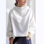 Savannah | Women's Long Sleeve Oversized Relaxed Fit Turtleneck Jumper - White