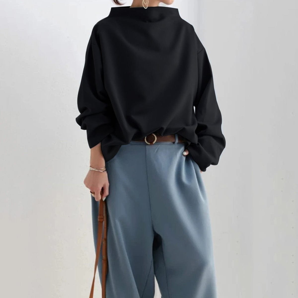 Savannah | Women's Long Sleeve Oversized Relaxed Fit Turtleneck Jumper