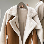 Maya | Women's Oversized Sherpa Coat - Beige