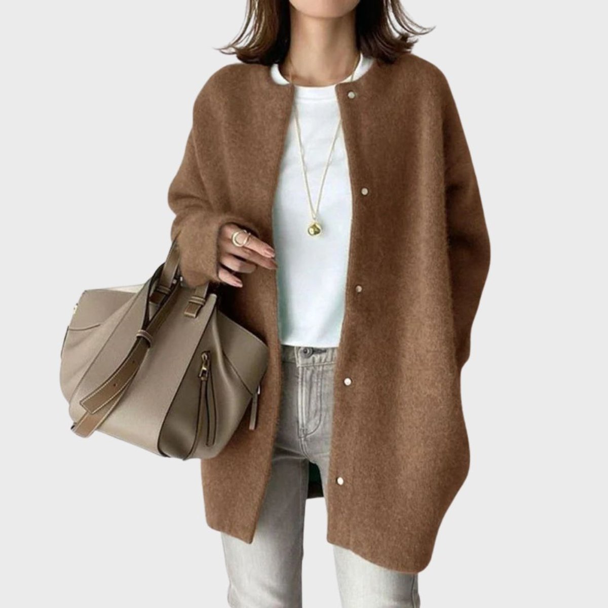 Mabel | Women's Oversized Cardigan - Brown