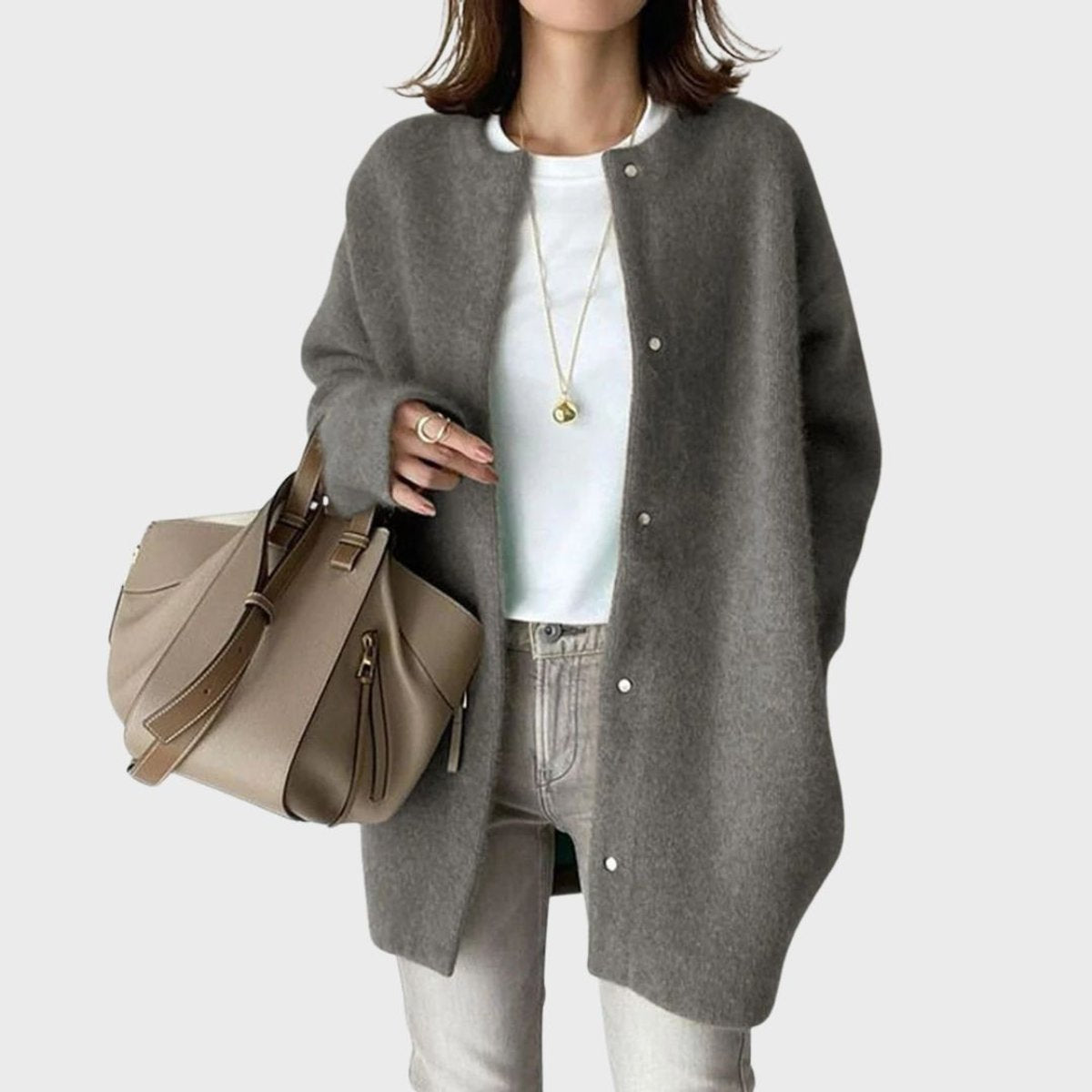 Mabel | Women's Oversized Cardigan - Grey