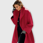 Elaine | Women's Oversized Longline Coat - Red
