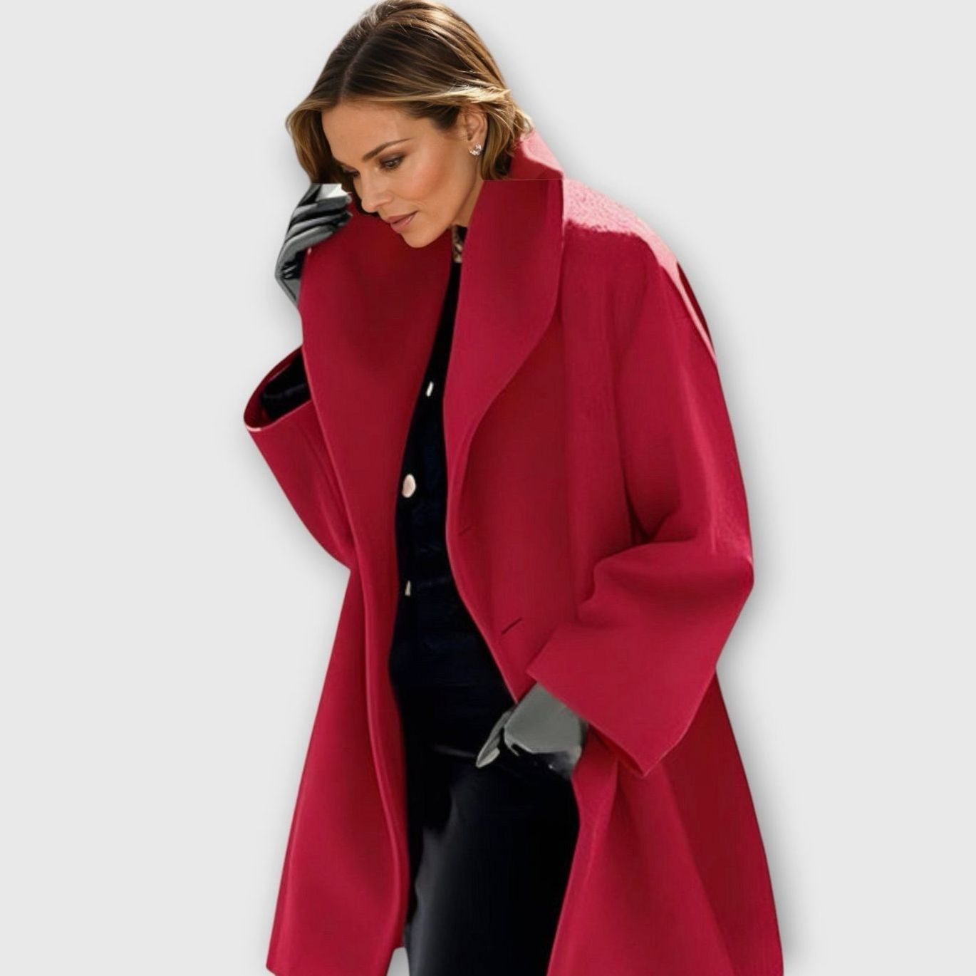 Elaine | Women's Oversized Longline Coat - Red