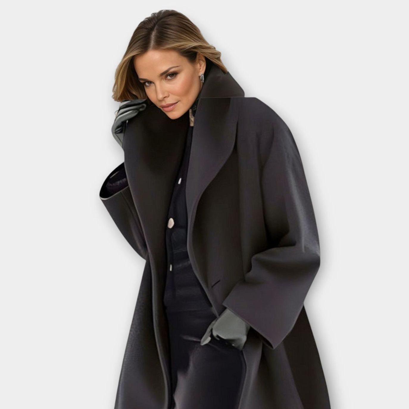 Elaine | Women's Oversized Longline Coat - Black