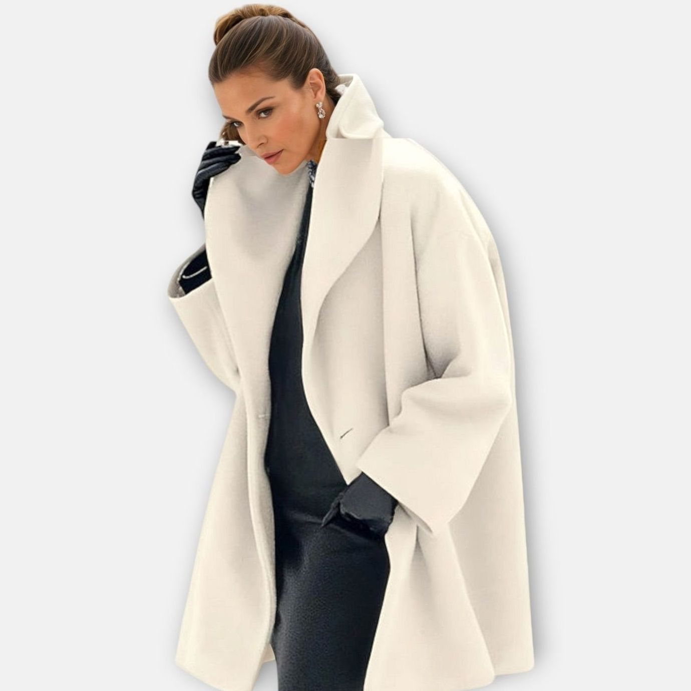 Elaine | Women's Oversized Longline Coat - White