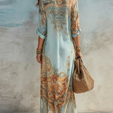 Lucia | Women's Maxi Shirt Dress - Light Blue