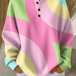 Serena | Women's Long Sleeve Oversized Waffle Knit Jumper - Pink