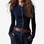 Sadie | Women's Long Sleeve Button Front Patchwork Maxi Dress
