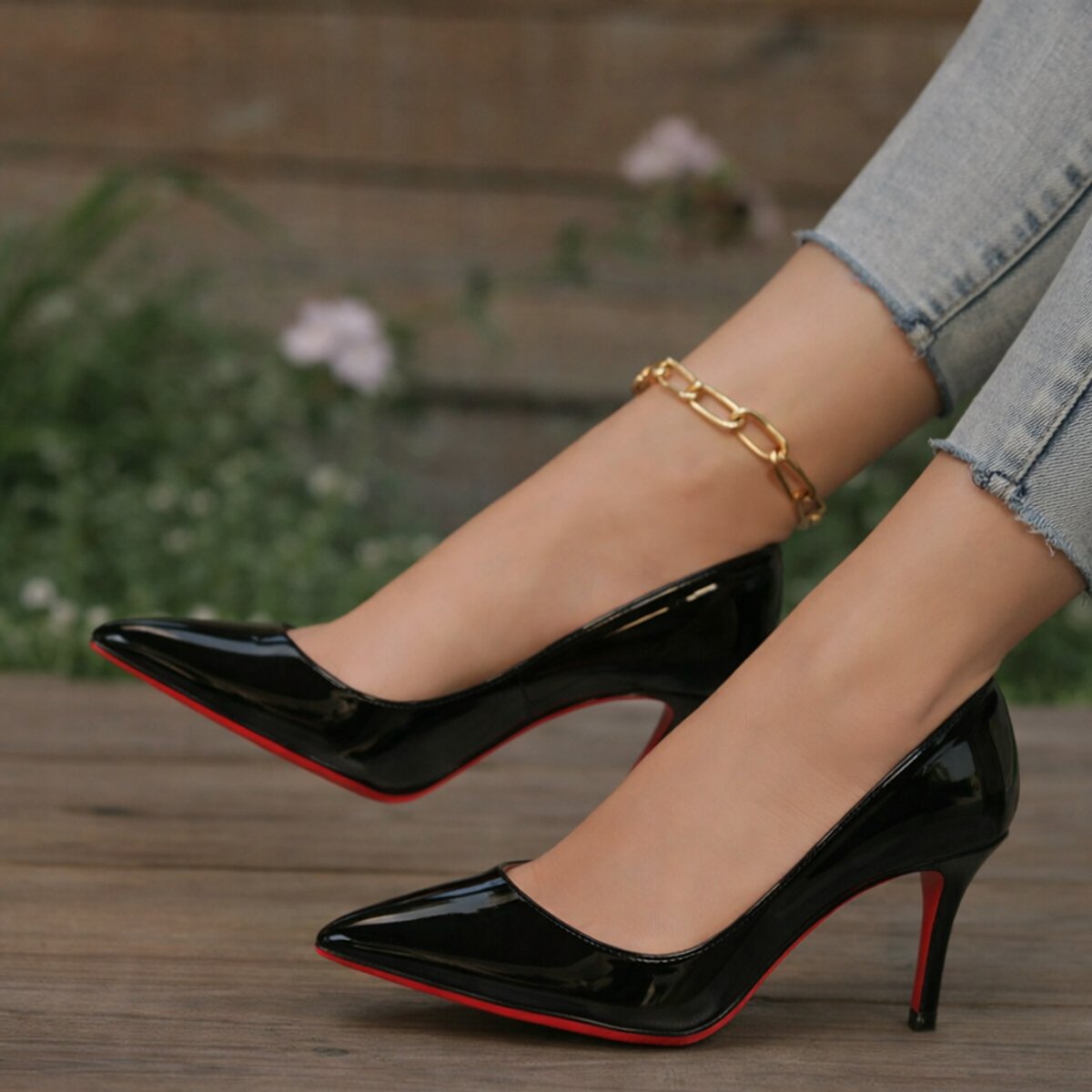 Carmen | Women's Stiletto Heel Pointed Toe Patent Heeled Pumps - Beige