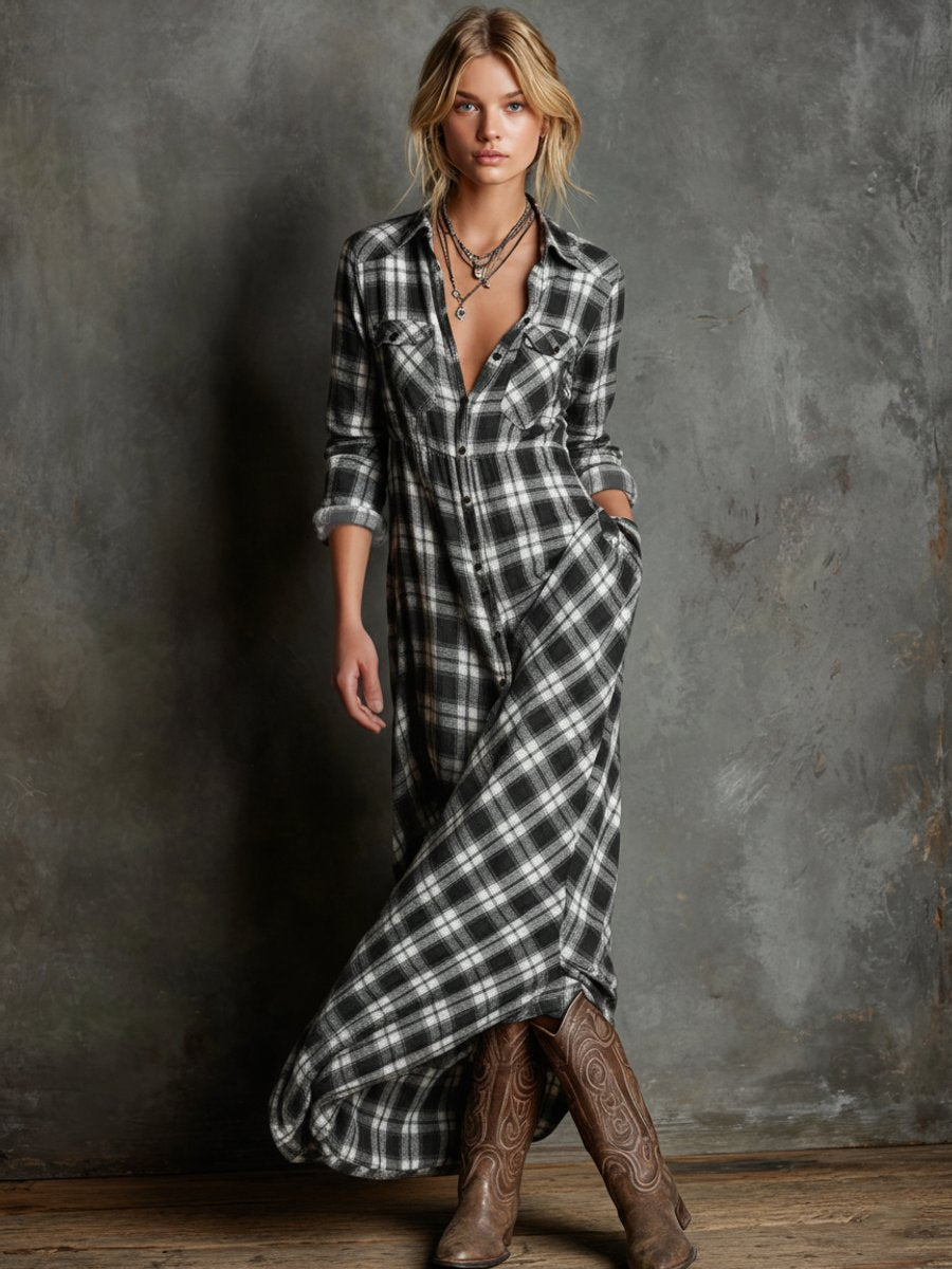 Ashley | Women's Maxi Shirt Dress - Black
