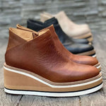 Zoe | Women's Platform Wedge Chelsea Boots - Brown