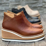 Zoe | Women's Platform Wedge Chelsea Boots - Brown