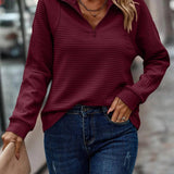 Annette | Women's Long Sleeve Ribbed Stand Collar Jumper - Burgundy