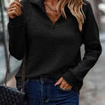 Annette | Women's Long Sleeve Ribbed Stand Collar Jumper - Black