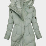 Alberta | Women's Fleece Lined Quilted Hooded Puffer Jacket - Green