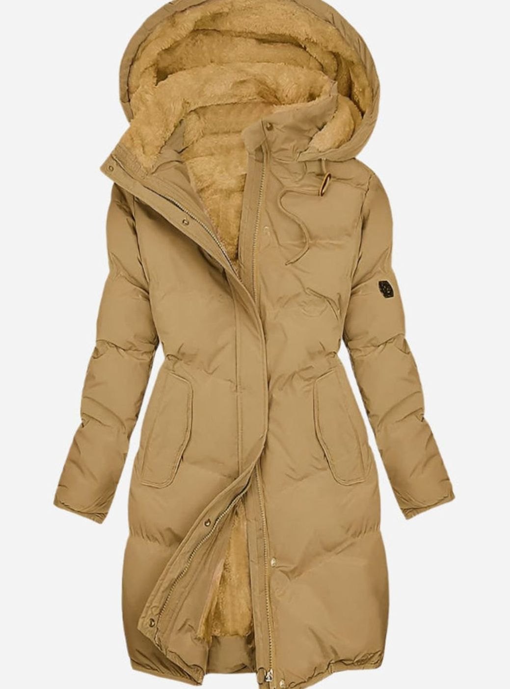 Alberta | Women's Fleece Lined Quilted Hooded Puffer Jacket - Yellow