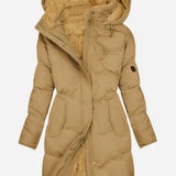Alberta | Women's Fleece Lined Quilted Hooded Puffer Jacket - Yellow