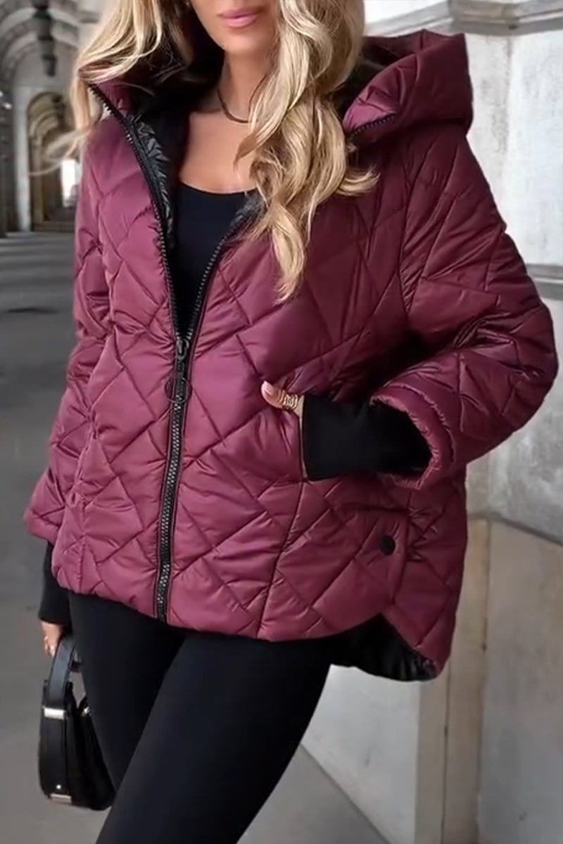 Brenda | Women's Quilted Hooded Puffer Jacket - Brown