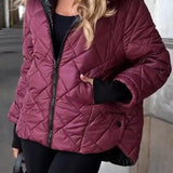 Brenda | Women's Quilted Hooded Puffer Jacket - Brown