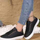 Lydia | Women's Orthopaedic Quilted Leather Look Trainers - Black