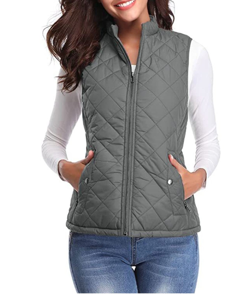Brooke | Women's Quilted Padded Puffer Jacket - Grey