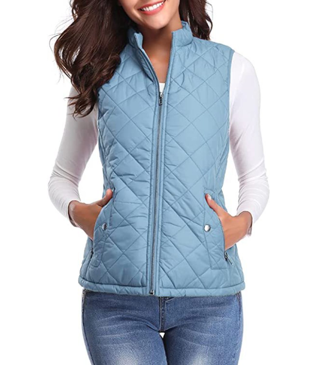 Brooke | Women's Quilted Padded Puffer Jacket - Light Blue