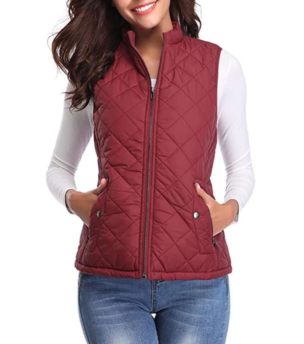 Brooke | Women's Quilted Padded Puffer Jacket - Burgundy