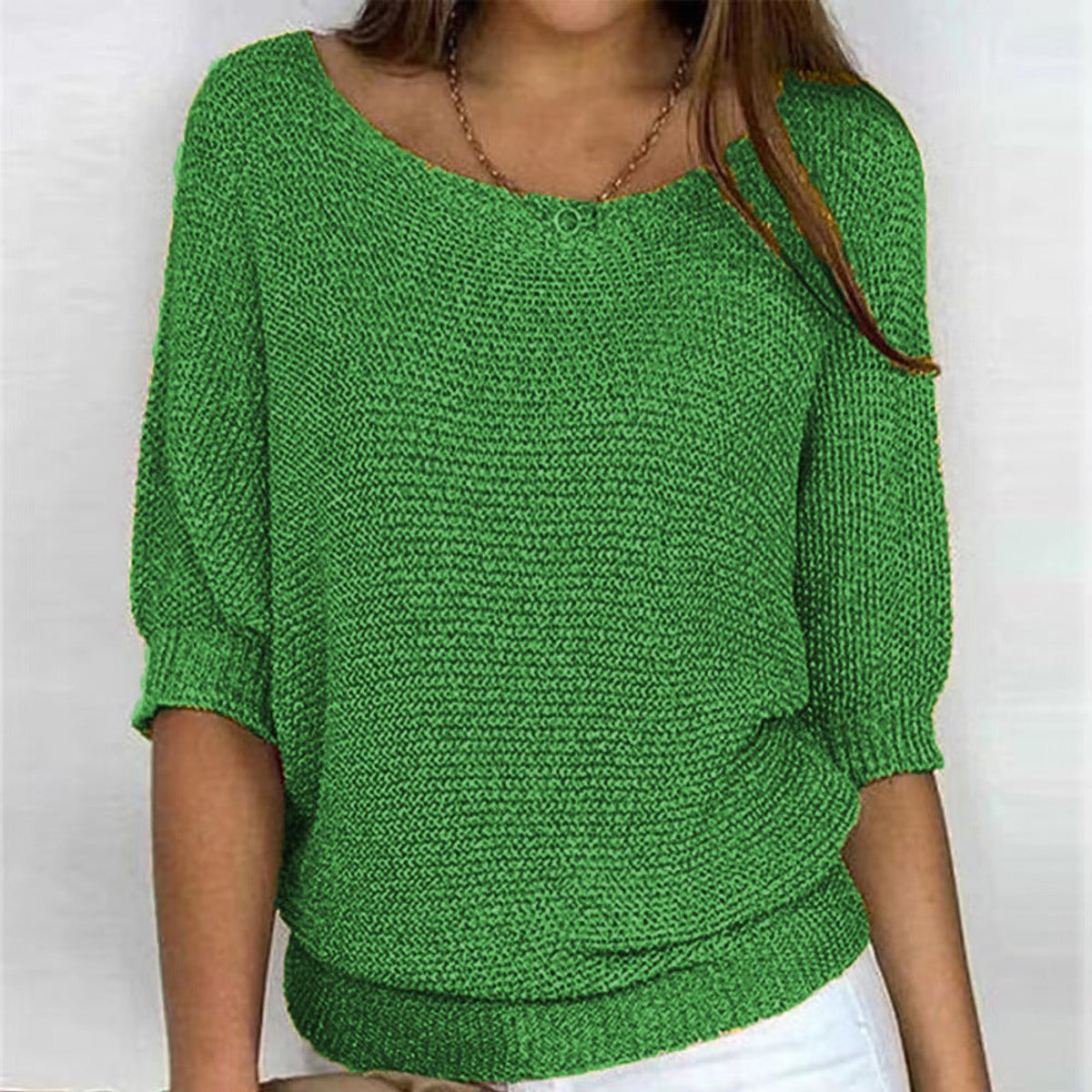 Tessa | Women's Oversized Relaxed Fit Batwing Sleeve Jumper - Green
