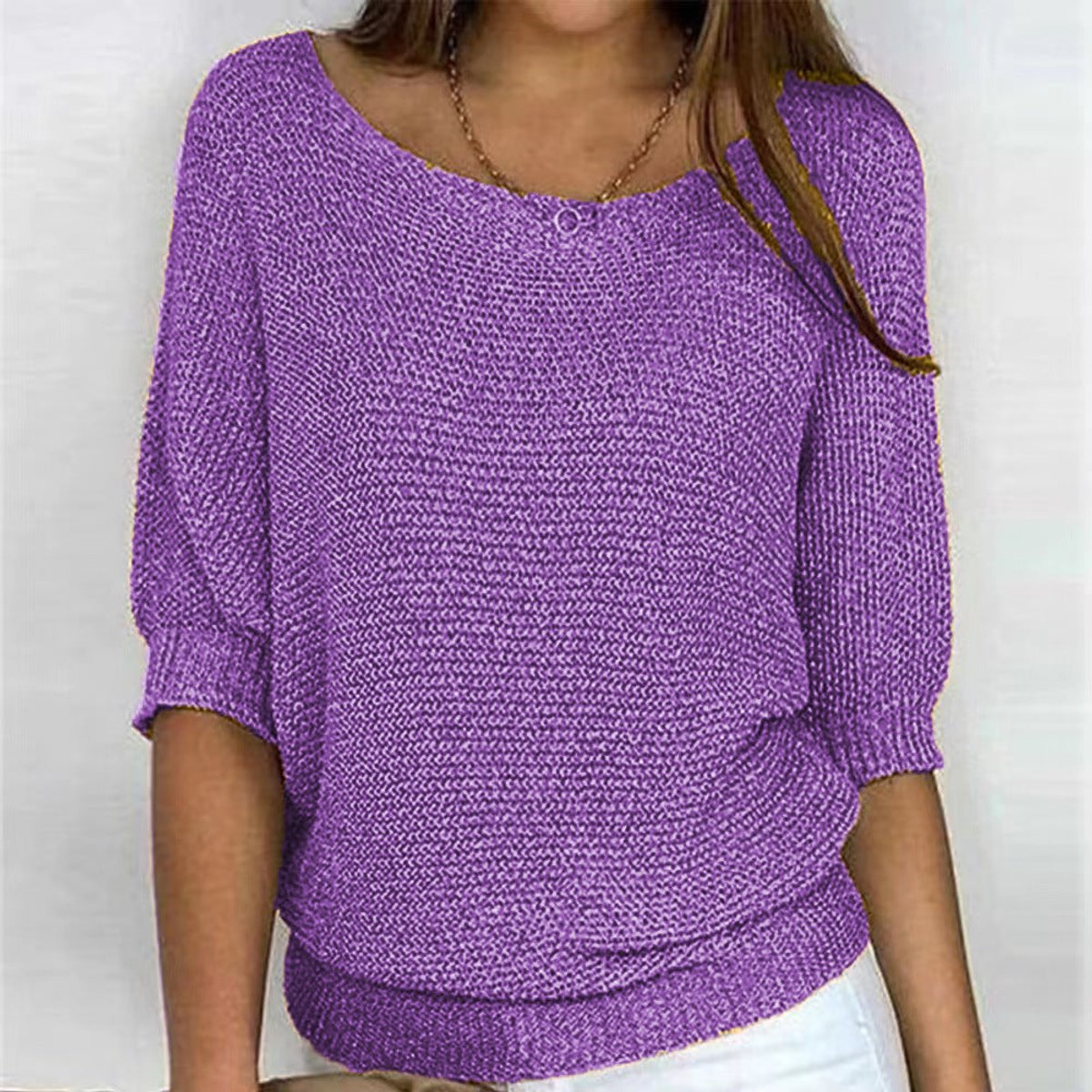 Tessa | Women's Oversized Relaxed Fit Batwing Sleeve Jumper - Purple