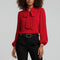Ann | Women's Long Sleeve Oversized Bow Detail Blouse - Scarlet Red
