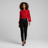Ann | Women's Long Sleeve Oversized Bow Detail Blouse