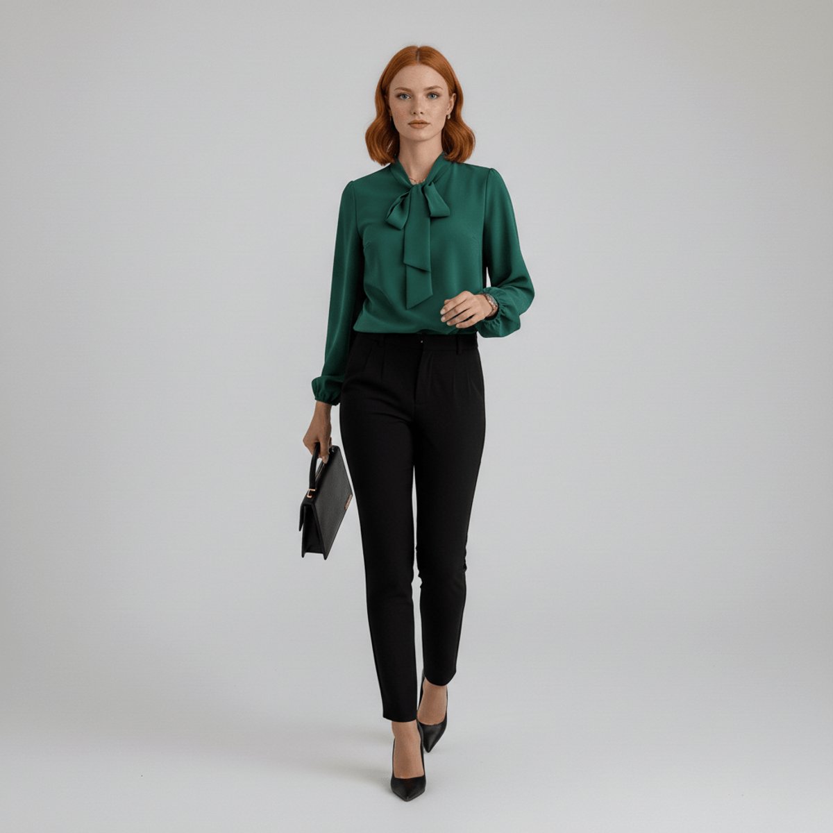 Ann | Women's Long Sleeve Oversized Bow Detail Blouse