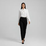 Ann | Women's Long Sleeve Oversized Bow Detail Blouse - Jet Black