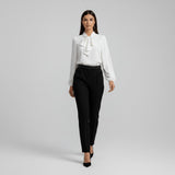 Ann | Women's Long Sleeve Oversized Bow Detail Blouse - Jet Black