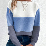 Mary | Women's Oversized Relaxed Fit Cashmere Feel Turtleneck Jumper - Blue