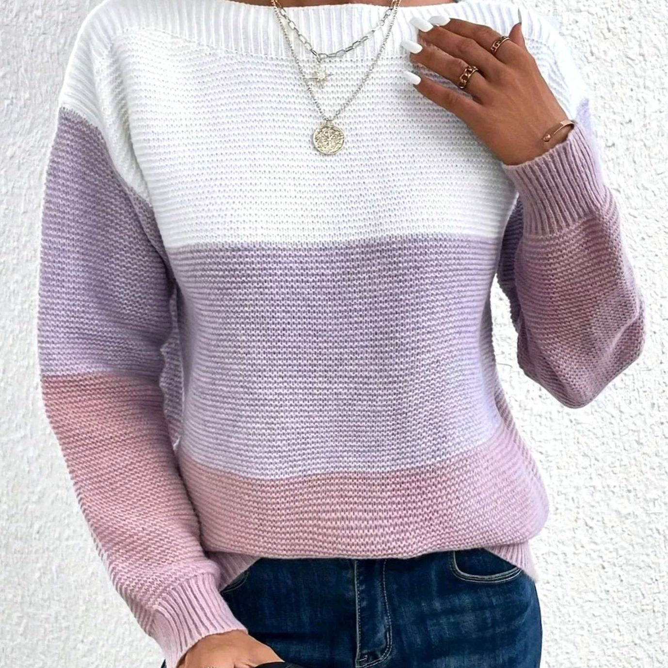Mary | Women's Oversized Relaxed Fit Cashmere Feel Turtleneck Jumper - Purple