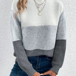 Mary | Women's Oversized Relaxed Fit Cashmere Feel Turtleneck Jumper - Light Grey
