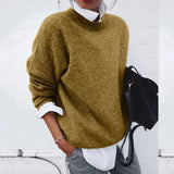 Tamara | Women's Oversized Crew Neck Relaxed Fit Jumper - Khaki