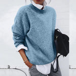 Tamara | Women's Oversized Crew Neck Relaxed Fit Jumper - Blue