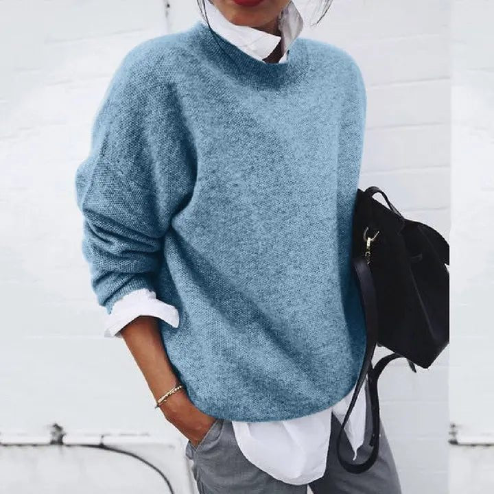 Tamara | Women's Oversized Crew Neck Relaxed Fit Jumper - Blue